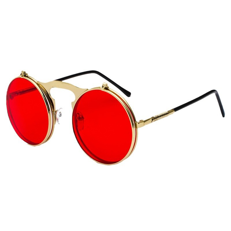 Glow In The Dark Party Glasses - Ретро-очки в стиле стимпанк, красные, круглые,