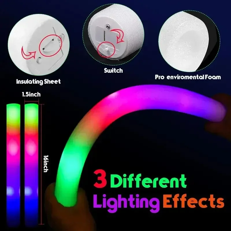 30 штук светящихся палочек из  – обзор и цена Flashing Led Foam Sticks Party